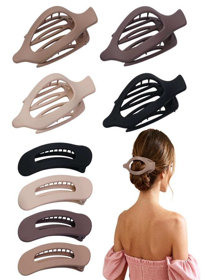 CENTSTAR 8 Pack Flat Hair Clips for Women – Matte Neutral Claw Clips & Flat Hair Pins Barrettes Set in Black, Blonde,Light Brown & Dark Brown for Thick & Thin Hair - Image 1